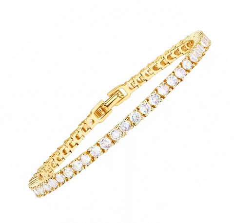 14K Gold Plated Classic Tennis Bracelet Cubic Zirconia Gold Bracelets for Women Pulsera Esclava Oro Laminado Con Piedras Para Mujer